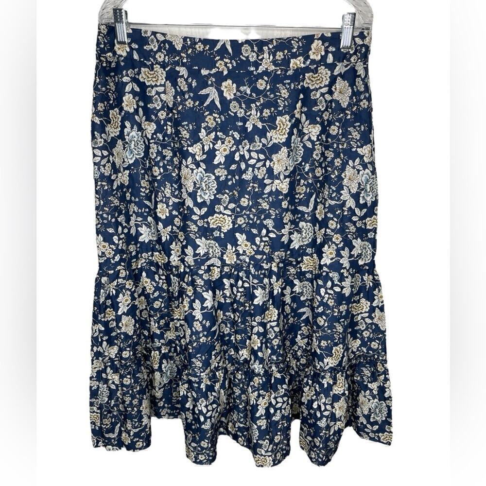 Antonio Melani Floral Cottage Core Midi Ruffle Tier Skirt Blue White size 12 - Picture 7 of 12